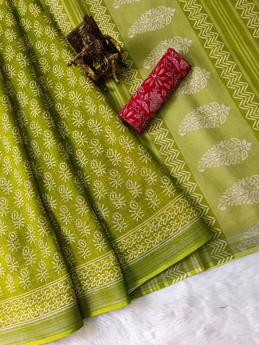 Elegant Digital Print Silver Jari Saree